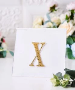HIER_5150 4" Gold Decorative Rhinestone Alphabet Letter Stickers DIY Crafts - X Chargers & Centerpieces