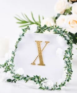 HIER_5150 4" Gold Decorative Rhinestone Alphabet Letter Stickers DIY Crafts - X Chargers & Centerpieces