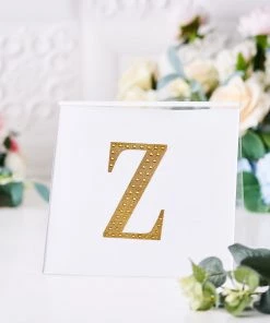 HIER_5150 4" Gold Decorative Rhinestone Alphabet Letter Stickers DIY Crafts - Z Chargers & Centerpieces