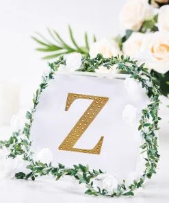 HIER_5150 4" Gold Decorative Rhinestone Alphabet Letter Stickers DIY Crafts - Z Chargers & Centerpieces