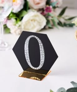 HIER_5150 4" Silver Decorative Rhinestone Number Stickers DIY Crafts - 0 Chargers & Centerpieces