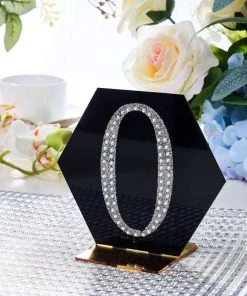 HIER_5150 4" Silver Decorative Rhinestone Number Stickers DIY Crafts - 0 Chargers & Centerpieces