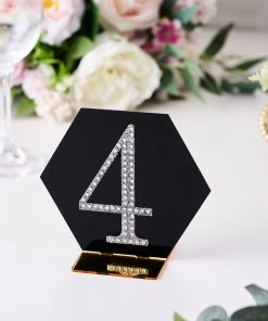 HIER_5150 4" Silver Decorative Rhinestone Number Stickers DIY Crafts - 4 Chargers & Centerpieces