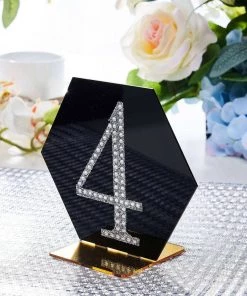 HIER_5150 4" Silver Decorative Rhinestone Number Stickers DIY Crafts - 4 Chargers & Centerpieces