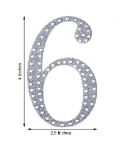 HIER_5150 4" Silver Decorative Rhinestone Number Stickers DIY Crafts - 6 Chargers & Centerpieces 11 HIER_5150 4