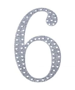 HIER_5150 4" Silver Decorative Rhinestone Number Stickers DIY Crafts - 6 Chargers & Centerpieces 17 HIER_5150 4
