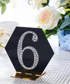 HIER_5150 4" Silver Decorative Rhinestone Number Stickers DIY Crafts - 6 Chargers & Centerpieces