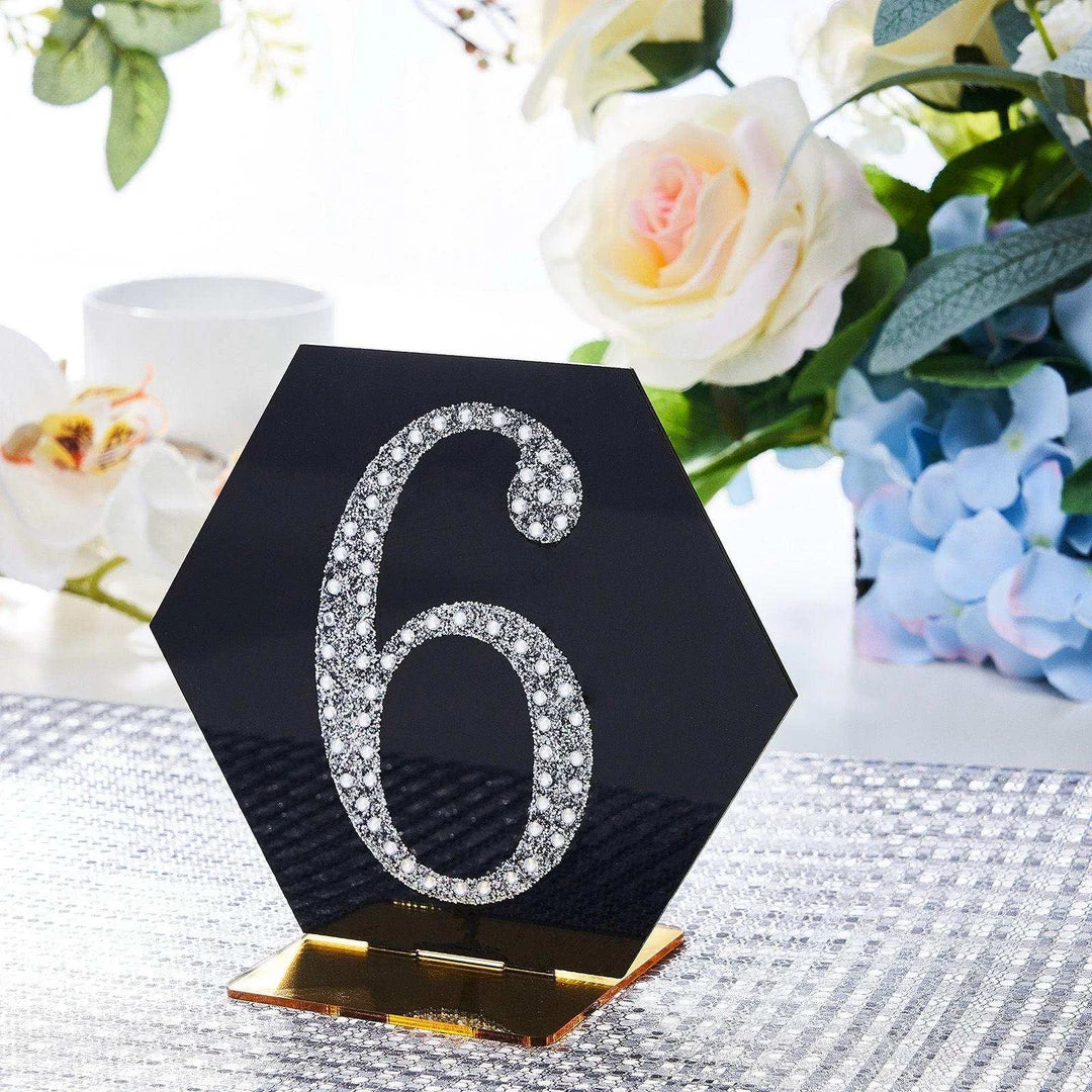 HIER_5150 4" Silver Decorative Rhinestone Number Stickers DIY Crafts - 6 Chargers & Centerpieces 1 HIER_5150 4" Silver Decorative Rhinestone Number Stickers DIY Crafts - 6 Chargers & Centerpieces