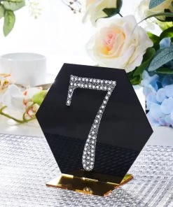 HIER_5150 Chargers & Centerpieces 4" Silver Decorative Rhinestone Number Stickers DIY Crafts - 7