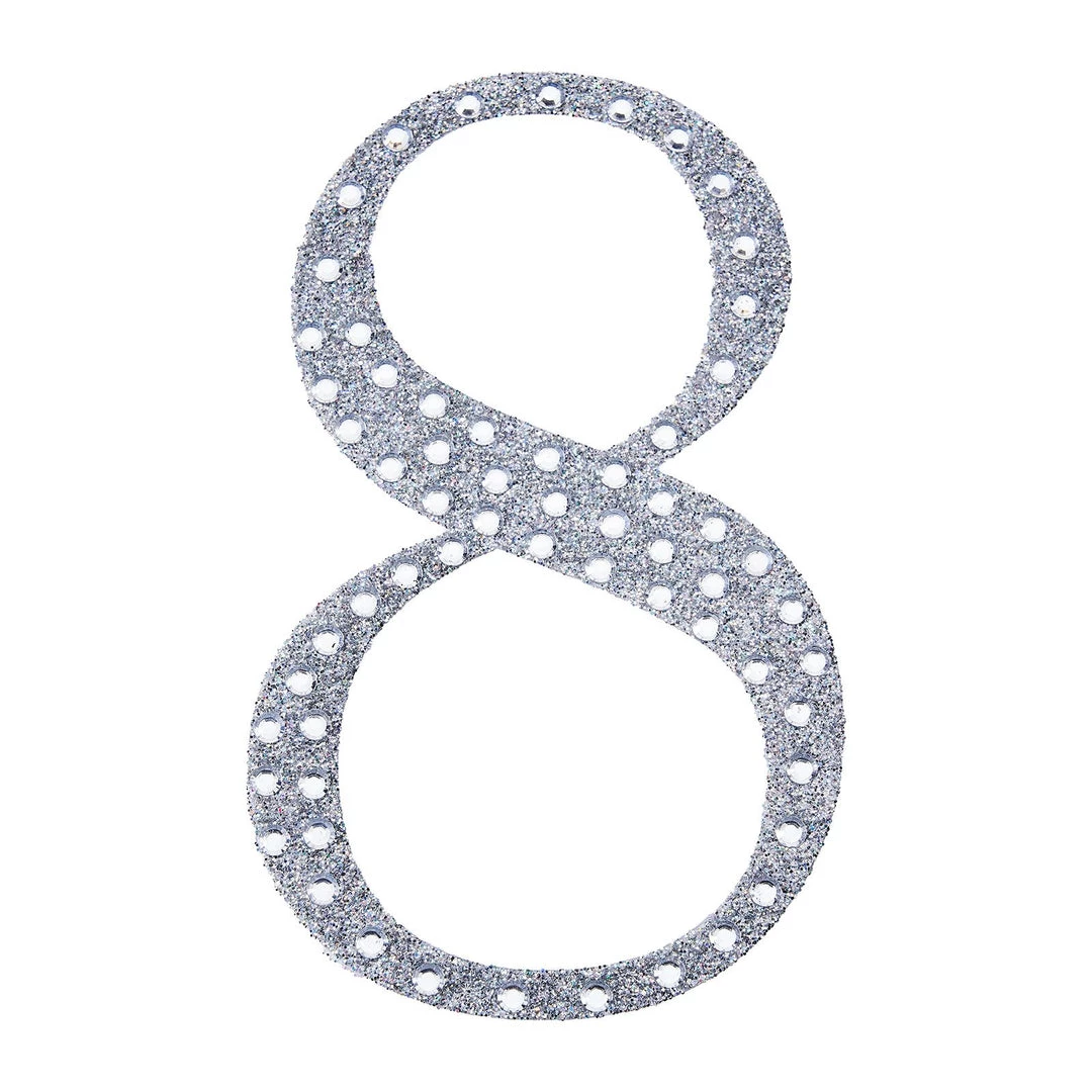 HIER_5150 4" Silver Decorative Rhinestone Number Stickers DIY Crafts - 8 9 HIER_5150 4" Silver Decorative Rhinestone Number Stickers DIY Crafts - 8