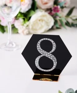 HIER_5150 4" Silver Decorative Rhinestone Number Stickers DIY Crafts - 8