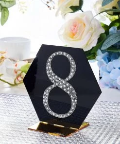 HIER_5150 4" Silver Decorative Rhinestone Number Stickers DIY Crafts - 8