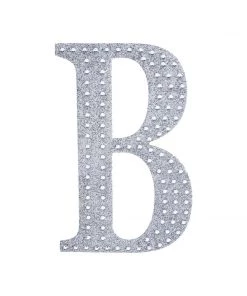 HIER_5150 4" Silver Decorative Rhinestone Alphabet Letter Stickers DIY Crafts - B Chargers & Centerpieces 19 HIER_5150 4