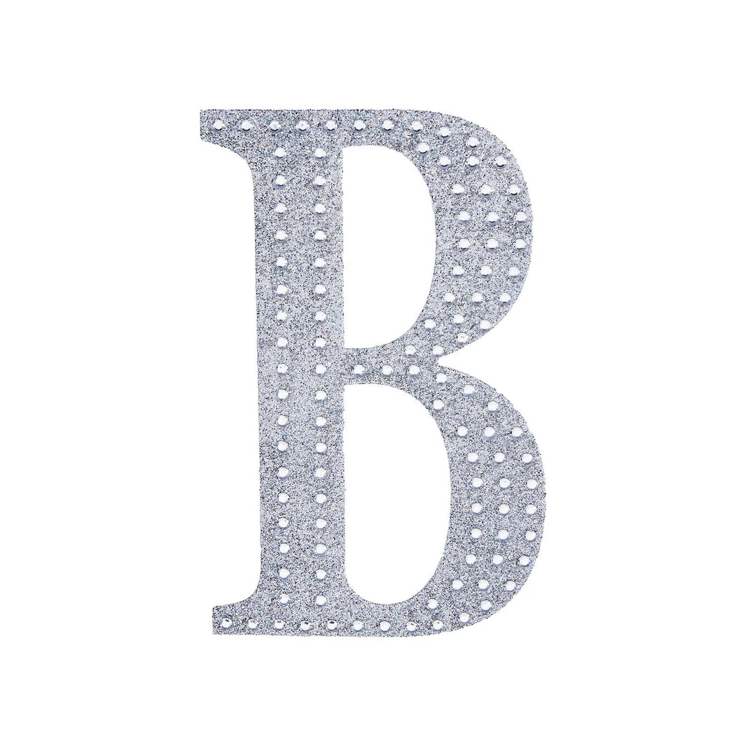 HIER_5150 4" Silver Decorative Rhinestone Alphabet Letter Stickers DIY Crafts - B Chargers & Centerpieces 10 HIER_5150 4" Silver Decorative Rhinestone Alphabet Letter Stickers DIY Crafts - B Chargers & Centerpieces