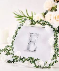 HIER_5150 Chargers & Centerpieces 4" Silver Decorative Rhinestone Alphabet Letter Stickers DIY Crafts - E