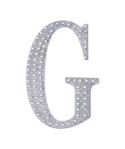 HIER_5150 Chargers & Centerpieces 4" Silver Decorative Rhinestone Alphabet Letter Stickers DIY Crafts - G 15 HIER_5150 Chargers & Centerpieces 4