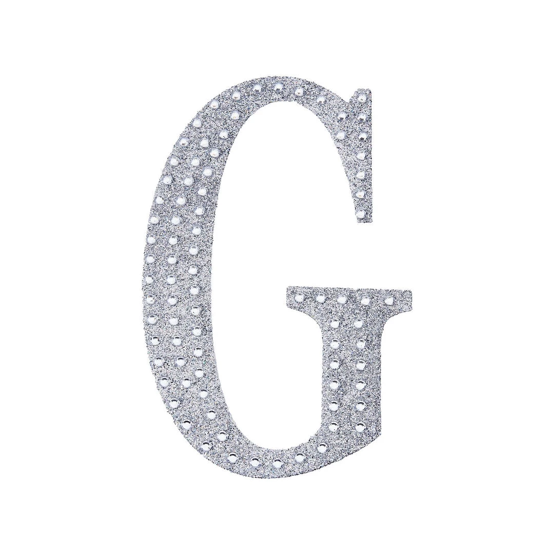 HIER_5150 Chargers & Centerpieces 4" Silver Decorative Rhinestone Alphabet Letter Stickers DIY Crafts - G 8 HIER_5150 Chargers & Centerpieces 4" Silver Decorative Rhinestone Alphabet Letter Stickers DIY Crafts - G