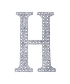 HIER_5150 4" Silver Decorative Rhinestone Alphabet Letter Stickers DIY Crafts - H Chargers & Centerpieces 19 HIER_5150 4
