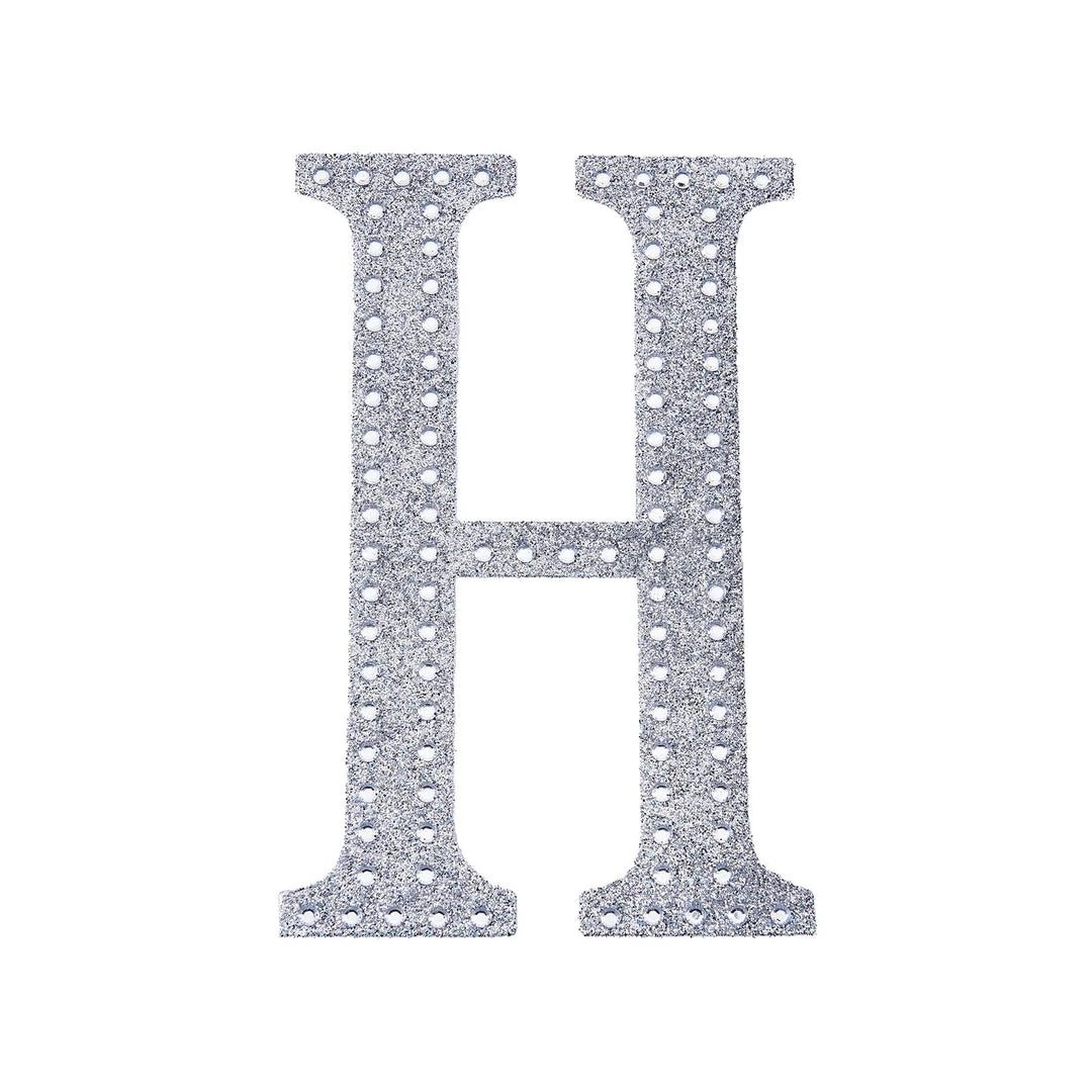 HIER_5150 4" Silver Decorative Rhinestone Alphabet Letter Stickers DIY Crafts - H Chargers & Centerpieces 10 HIER_5150 4" Silver Decorative Rhinestone Alphabet Letter Stickers DIY Crafts - H Chargers & Centerpieces