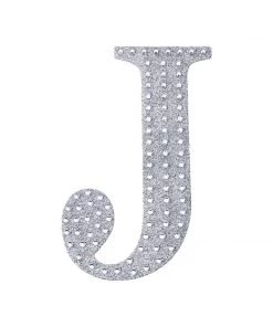 HIER_5150 4" Silver Decorative Rhinestone Alphabet Letter Stickers DIY Crafts - J Chargers & Centerpieces 19 HIER_5150 4