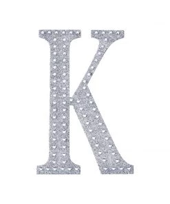 HIER_5150 4" Silver Decorative Rhinestone Alphabet Letter Stickers DIY Crafts - K 19 HIER_5150 4