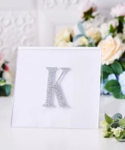 HIER_5150 4" Silver Decorative Rhinestone Alphabet Letter Stickers DIY Crafts - K