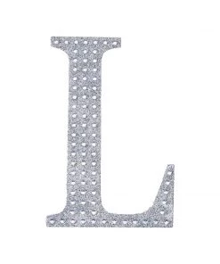 HIER_5150 4" Silver Decorative Rhinestone Alphabet Letter Stickers DIY Crafts - L 19 HIER_5150 4