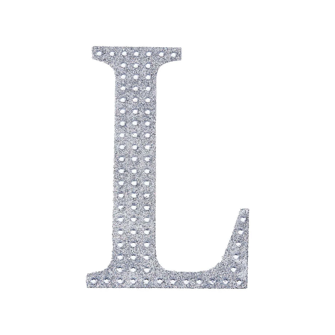 HIER_5150 4" Silver Decorative Rhinestone Alphabet Letter Stickers DIY Crafts - L 10 HIER_5150 4" Silver Decorative Rhinestone Alphabet Letter Stickers DIY Crafts - L