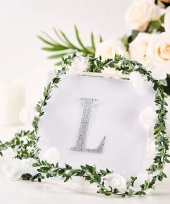 HIER_5150 4" Silver Decorative Rhinestone Alphabet Letter Stickers DIY Crafts - L
