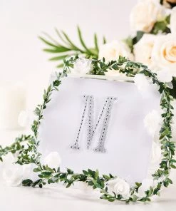 HIER_5150 Chargers & Centerpieces 4" Silver Decorative Rhinestone Alphabet Letter Stickers DIY Crafts - M
