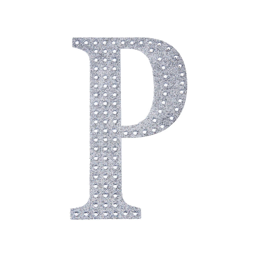 HIER_5150 4" Silver Decorative Rhinestone Alphabet Letter Stickers DIY Crafts - P Chargers & Centerpieces 10 HIER_5150 4" Silver Decorative Rhinestone Alphabet Letter Stickers DIY Crafts - P Chargers & Centerpieces