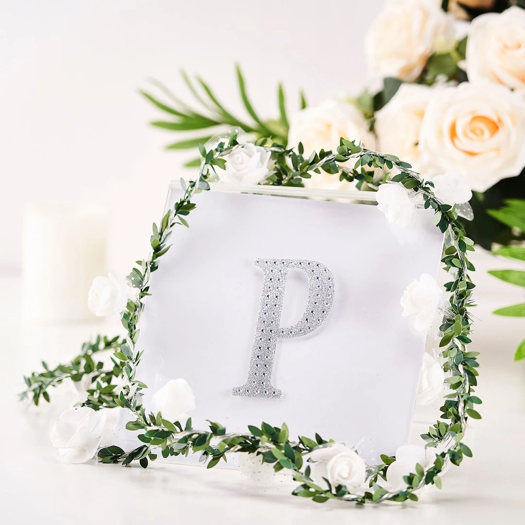 HIER_5150 4" Silver Decorative Rhinestone Alphabet Letter Stickers DIY Crafts - P Chargers & Centerpieces 1 HIER_5150 4" Silver Decorative Rhinestone Alphabet Letter Stickers DIY Crafts - P Chargers & Centerpieces