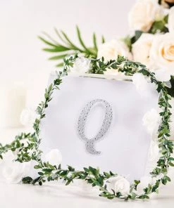 HIER_5150 4" Silver Decorative Rhinestone Alphabet Letter Stickers DIY Crafts - Q Chargers & Centerpieces