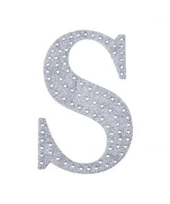 HIER_5150 4" Silver Decorative Rhinestone Alphabet Letter Stickers DIY Crafts - S Chargers & Centerpieces 19 HIER_5150 4