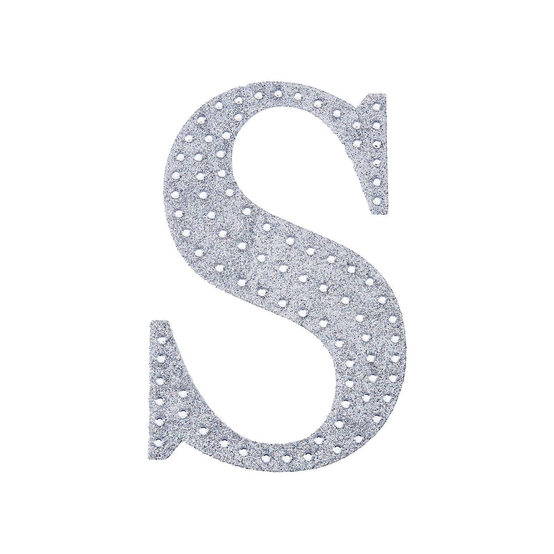 HIER_5150 4" Silver Decorative Rhinestone Alphabet Letter Stickers DIY Crafts - S Chargers & Centerpieces 10 HIER_5150 4" Silver Decorative Rhinestone Alphabet Letter Stickers DIY Crafts - S Chargers & Centerpieces