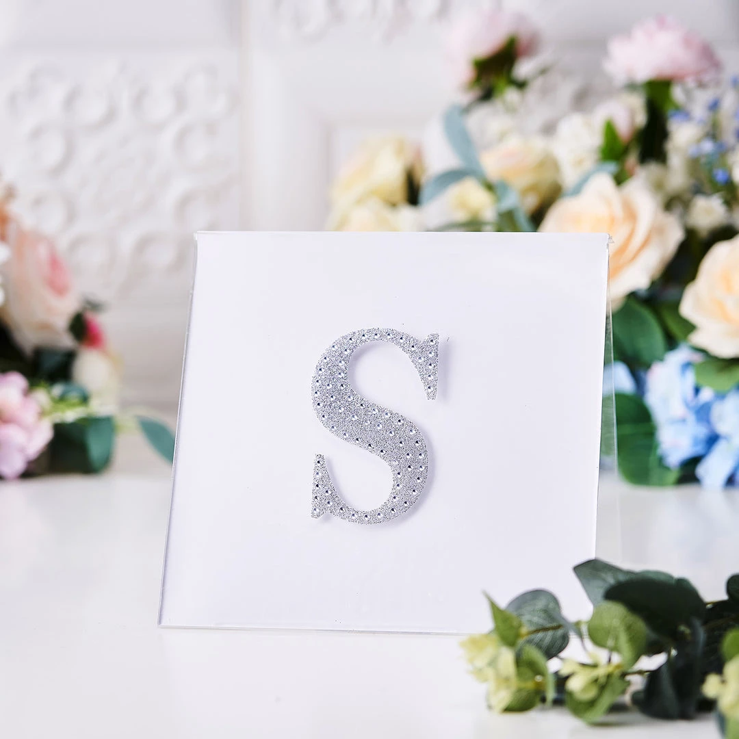HIER_5150 4" Silver Decorative Rhinestone Alphabet Letter Stickers DIY Crafts - S Chargers & Centerpieces 2 HIER_5150 4" Silver Decorative Rhinestone Alphabet Letter Stickers DIY Crafts - S Chargers & Centerpieces