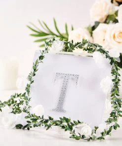 HIER_5150 4" Silver Decorative Rhinestone Alphabet Letter Stickers DIY Crafts - T Chargers & Centerpieces