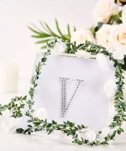 HIER_5150 4" Silver Decorative Rhinestone Alphabet Letter Stickers DIY Crafts - V Chargers & Centerpieces