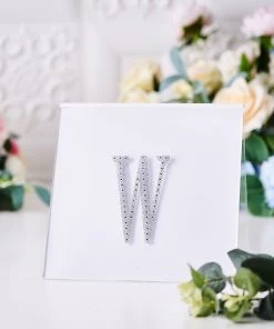 HIER_5150 4" Silver Decorative Rhinestone Alphabet Letter Stickers DIY Crafts - W Chargers & Centerpieces