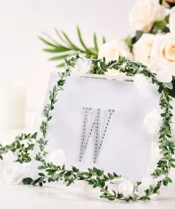 HIER_5150 4" Silver Decorative Rhinestone Alphabet Letter Stickers DIY Crafts - W Chargers & Centerpieces