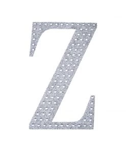 HIER_5150 4" Silver Decorative Rhinestone Alphabet Letter Stickers DIY Crafts - Z Chargers & Centerpieces 19 HIER_5150 4