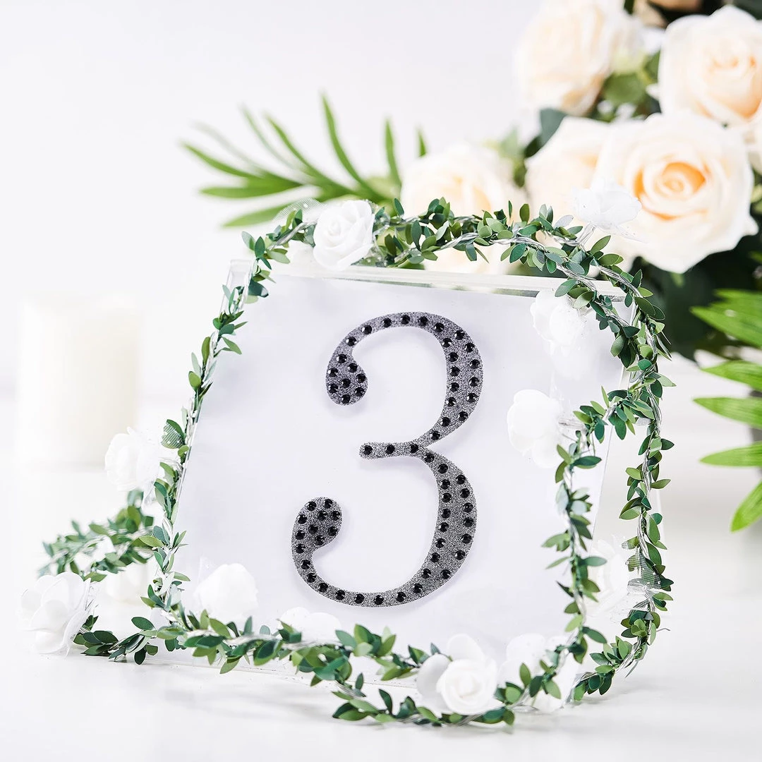 HIER_5150 Chargers & Centerpieces 6" Black Decorative Rhinestone Number Stickers DIY Crafts - 3 1 HIER_5150 Chargers & Centerpieces 6" Black Decorative Rhinestone Number Stickers DIY Crafts - 3