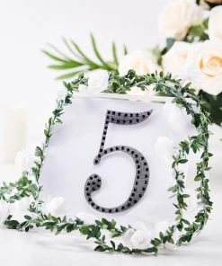 HIER_5150 Chargers & Centerpieces 6" Black Decorative Rhinestone Number Stickers DIY Crafts - 5