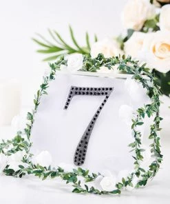 HIER_5150 6" Black Decorative Rhinestone Number Stickers DIY Crafts - 7 Chargers & Centerpieces