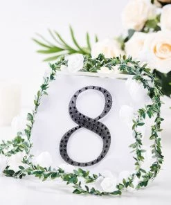 HIER_5150 Chargers & Centerpieces 6" Black Decorative Rhinestone Number Stickers DIY Crafts - 8