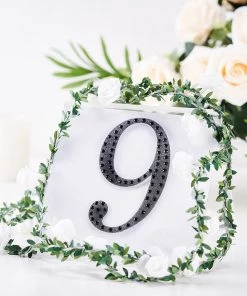 HIER_5150 6" Black Decorative Rhinestone Number Stickers DIY Crafts - 9