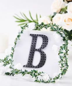HIER_5150 6" Black Decorative Rhinestone Alphabet Letter Stickers DIY Crafts - B
