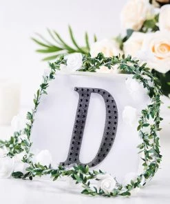 HIER_5150 6" Black Decorative Rhinestone Alphabet Letter Stickers DIY Crafts - D Chargers & Centerpieces