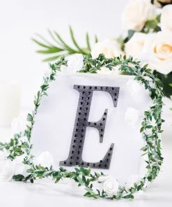 HIER_5150 Chargers & Centerpieces 6" Black Decorative Rhinestone Alphabet Letter Stickers DIY Crafts - E