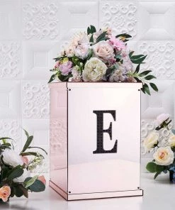 HIER_5150 Chargers & Centerpieces 6" Black Decorative Rhinestone Alphabet Letter Stickers DIY Crafts - E